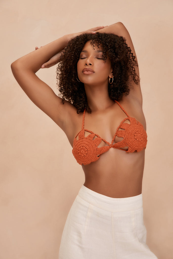 MILLY CROCHET TOP - ORANGE BURNT