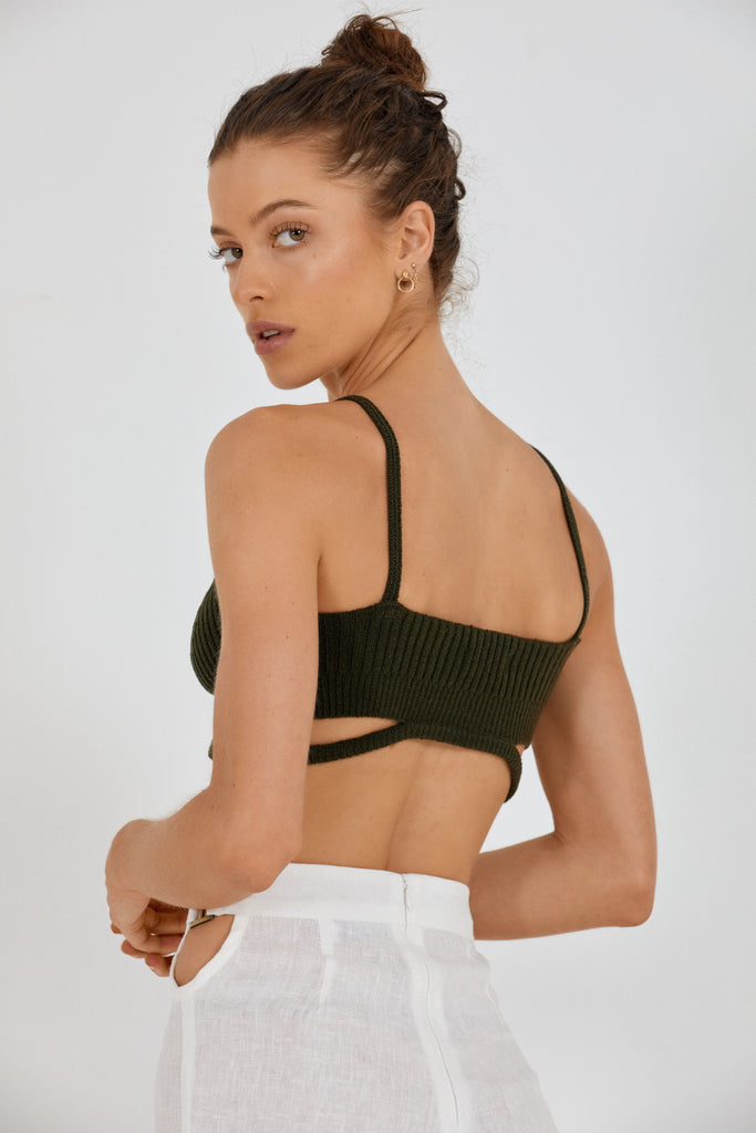 DION KNIT TOP - GREEN ARMY