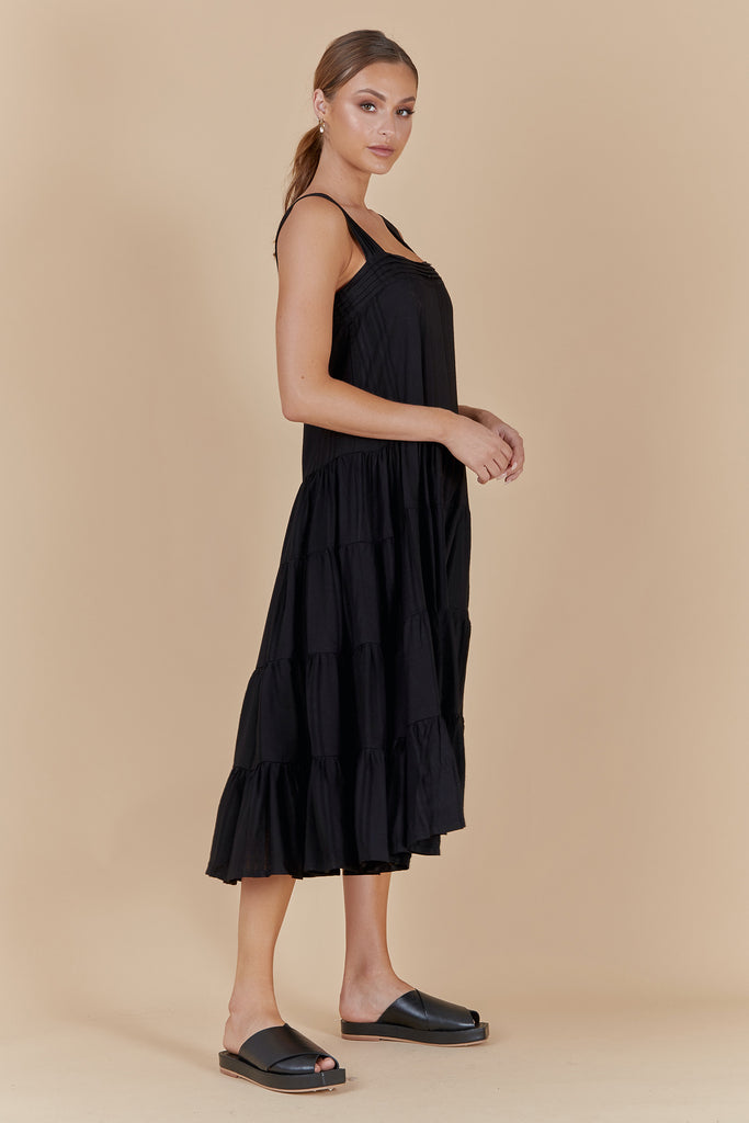 DAISY MIDI DRESS - BLACK
