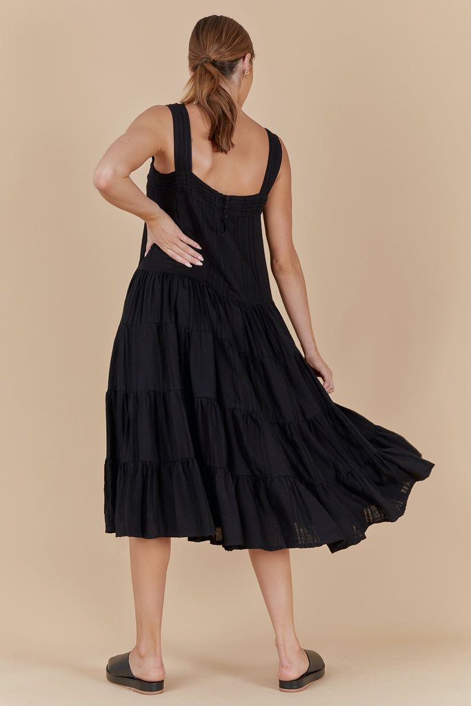 DAISY MIDI DRESS - BLACK