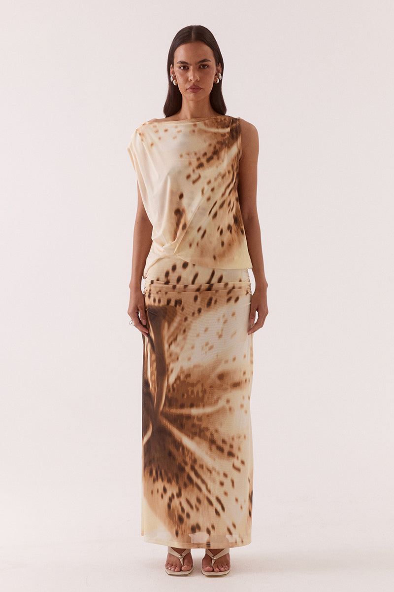 ODETTE DRAPE DRESS - LEMON ORCHID