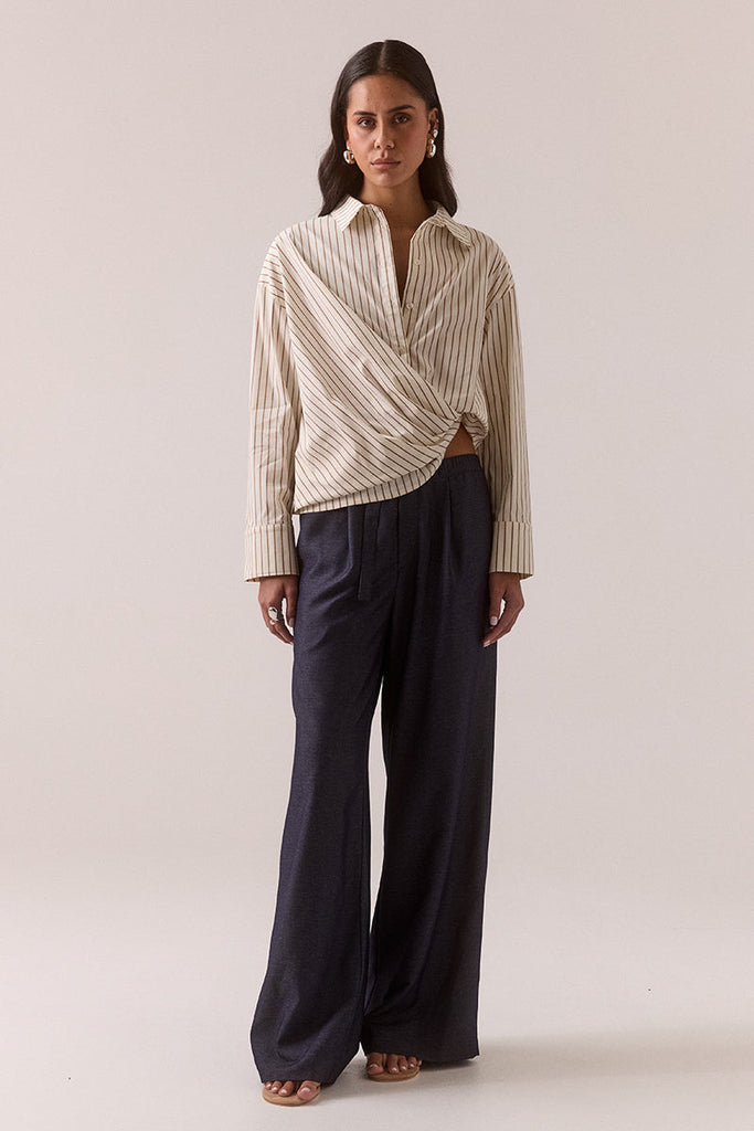 TAVEN SHIRT - LATTE STRIPE