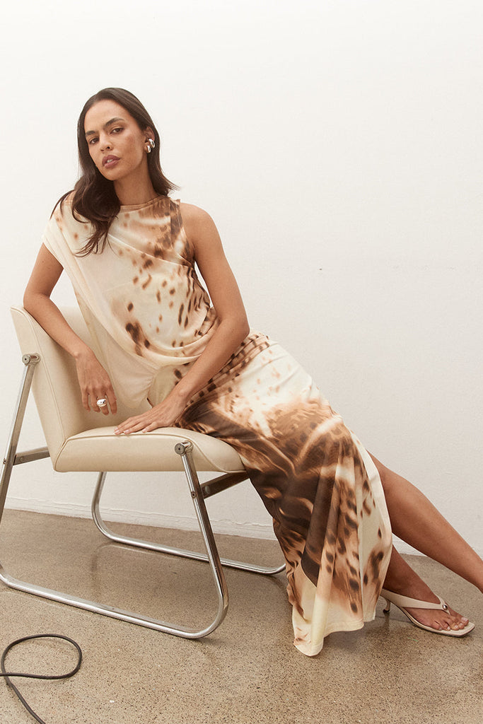 ODETTE DRAPE DRESS - LEMON ORCHID