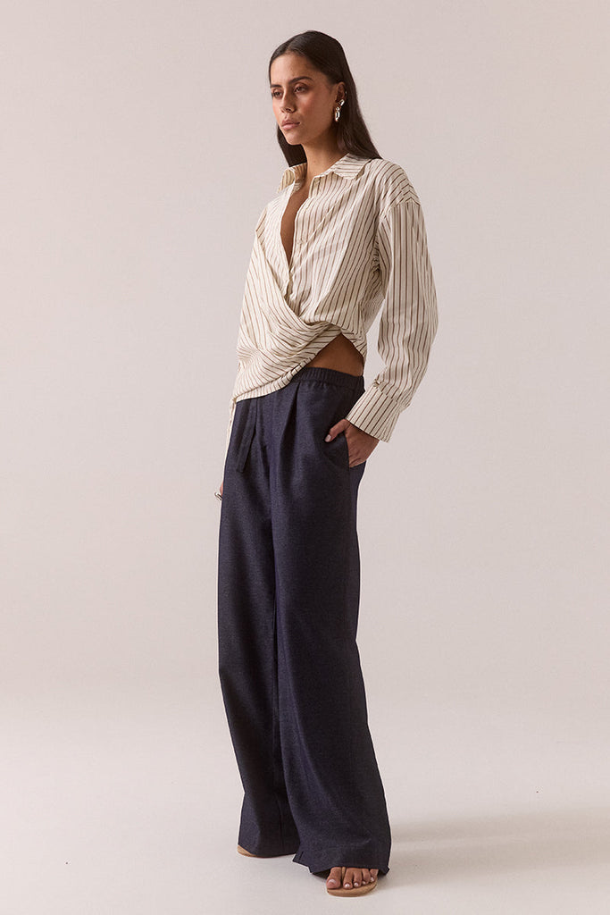 TAVEN SHIRT - LATTE STRIPE