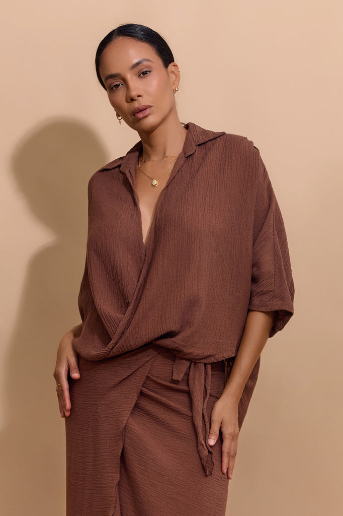 SANCIA BLOUSE - CHOCOLATE