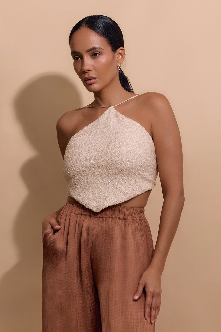 ANTHEA SEQUIN TOP - PEARL