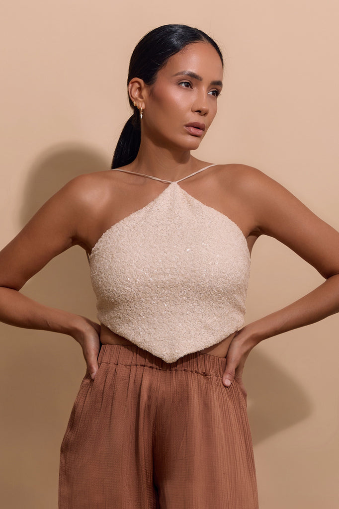 ANTHEA SEQUIN TOP - PEARL