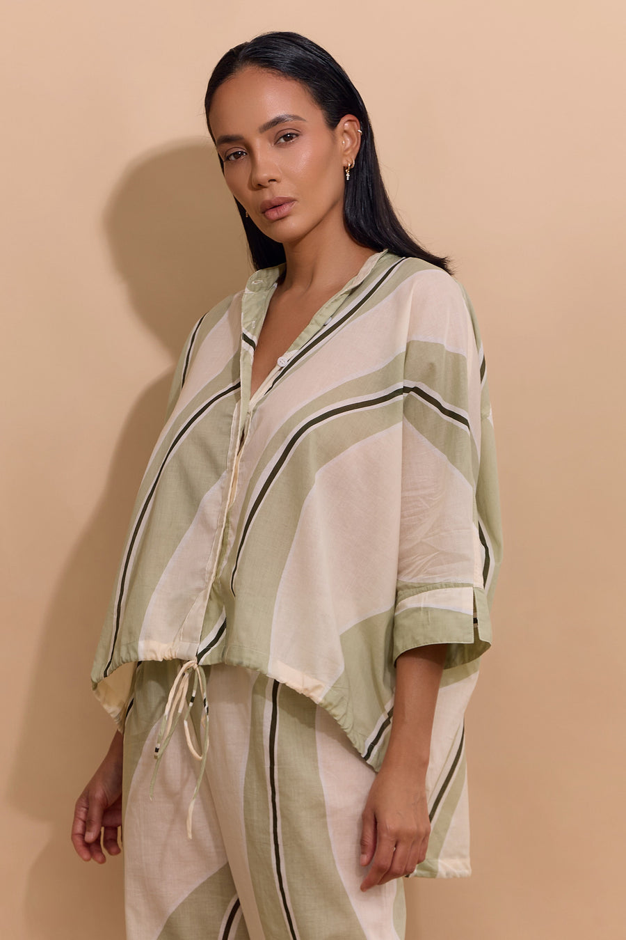 THEODORO SHIRT GREEN / CREAM