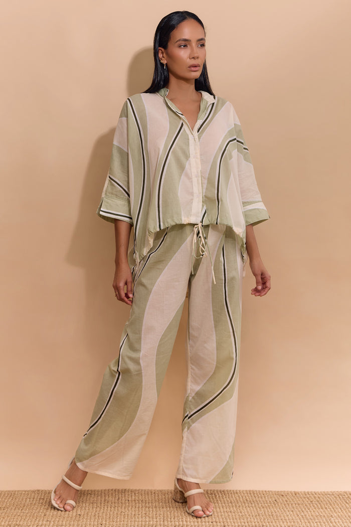 THEODORO PANT - CREAM/GREEN