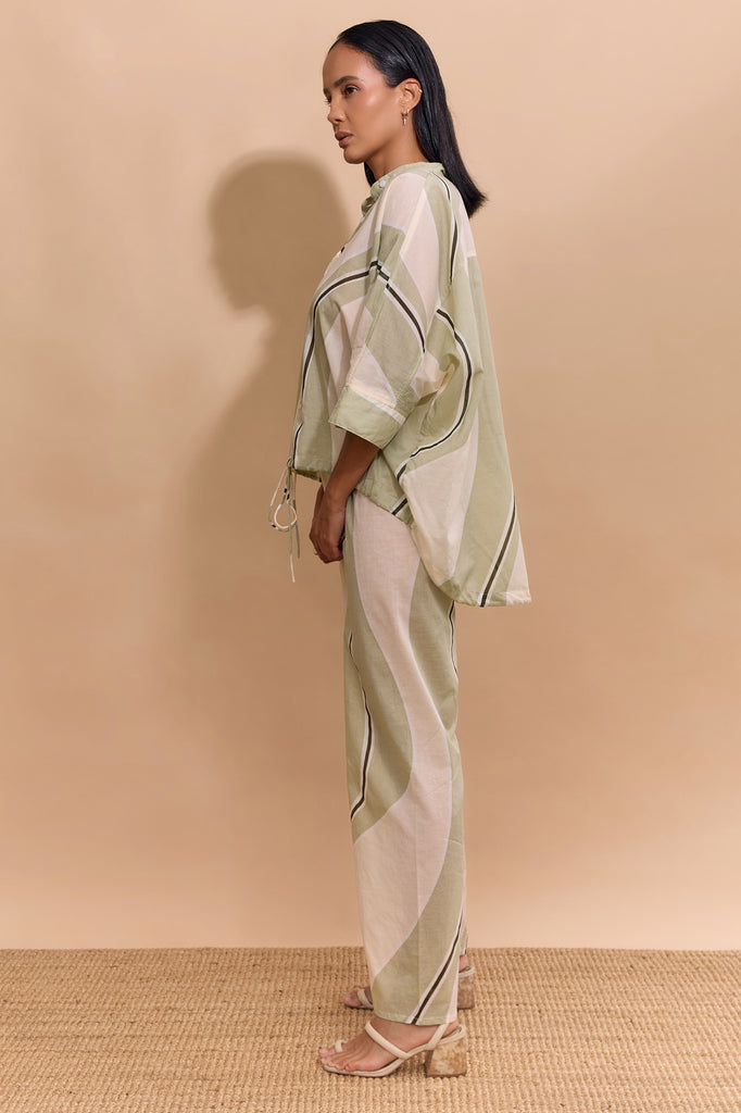 THEODORO PANT - CREAM/GREEN