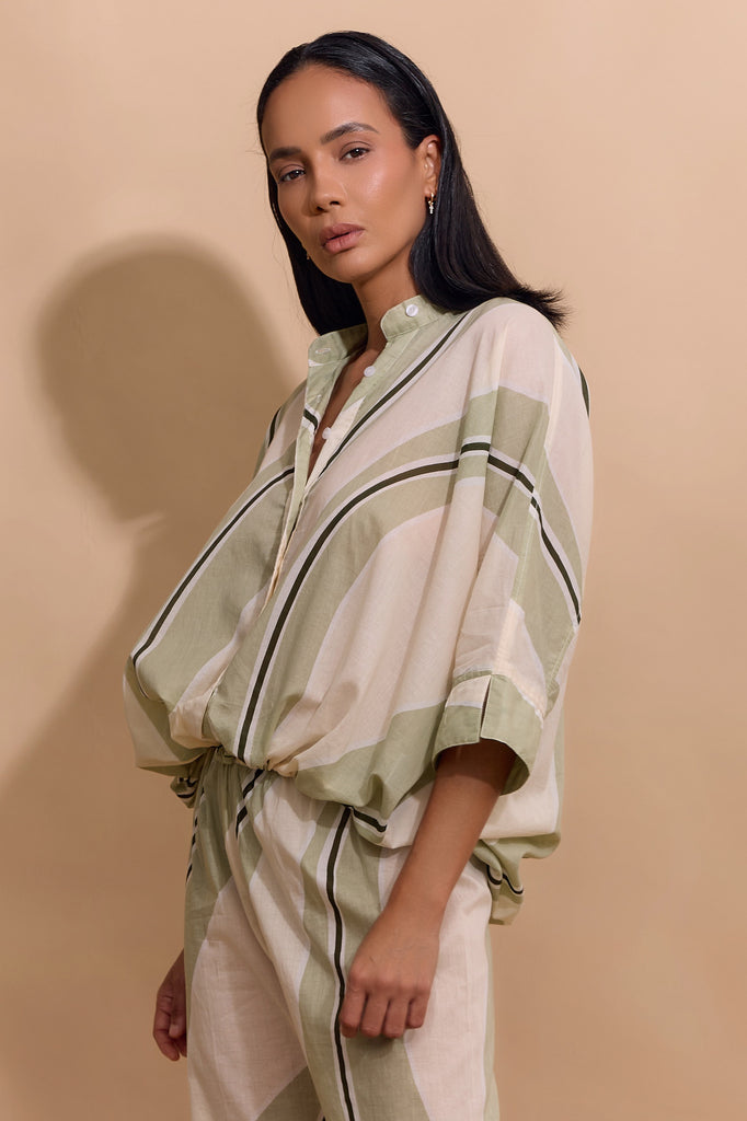 THEODORO SHIRT GREEN / CREAM
