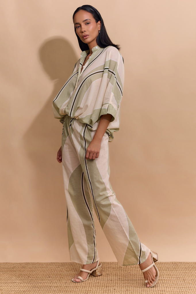 THEODORO PANT - CREAM/GREEN