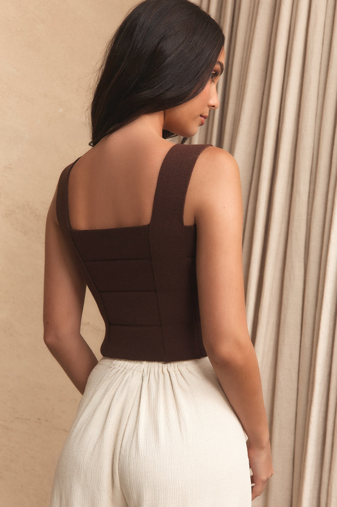 BANDAGE KNIT TOP - COCOA
