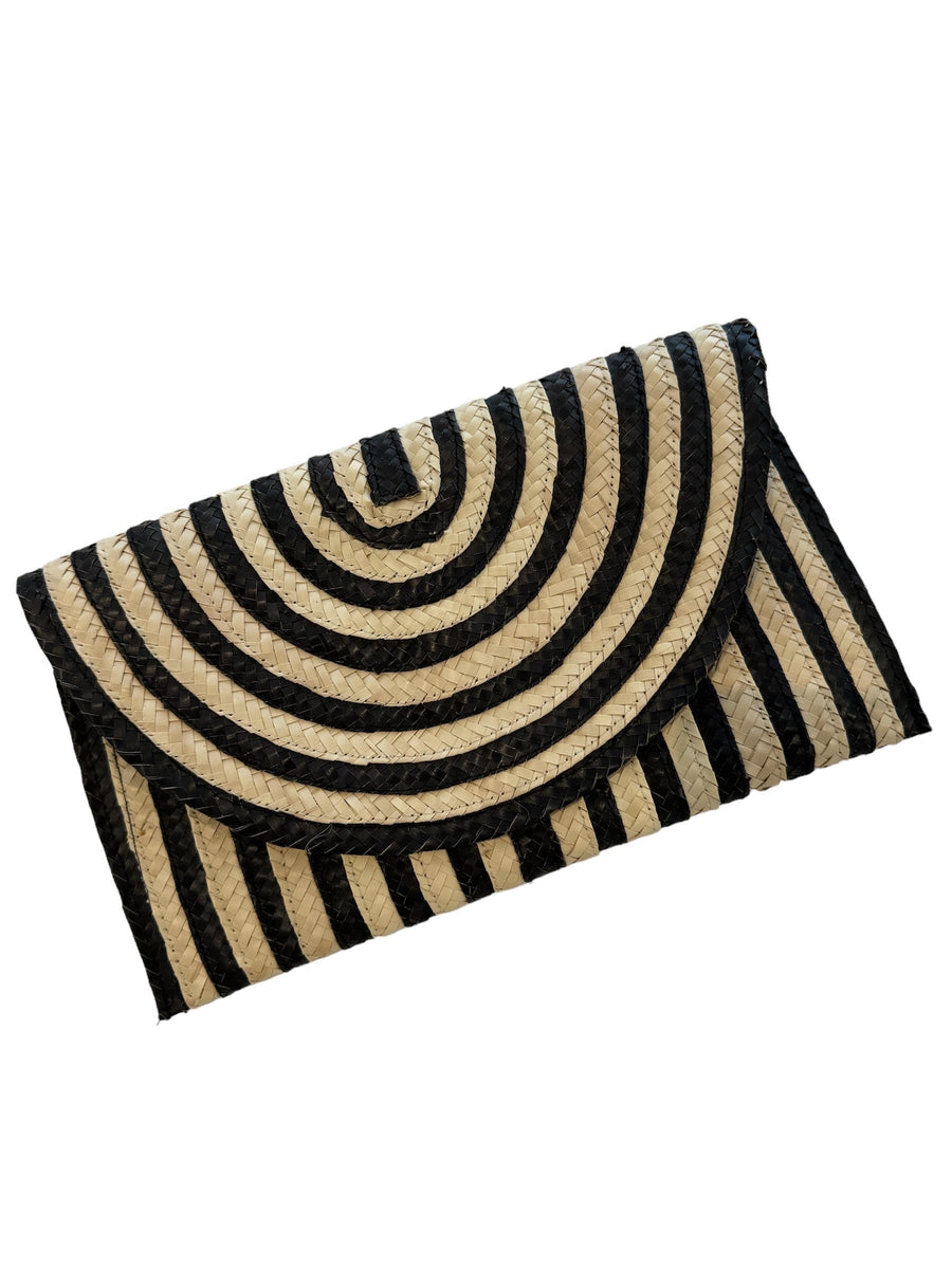 STRAW BLACK/CREAM CLUTCH