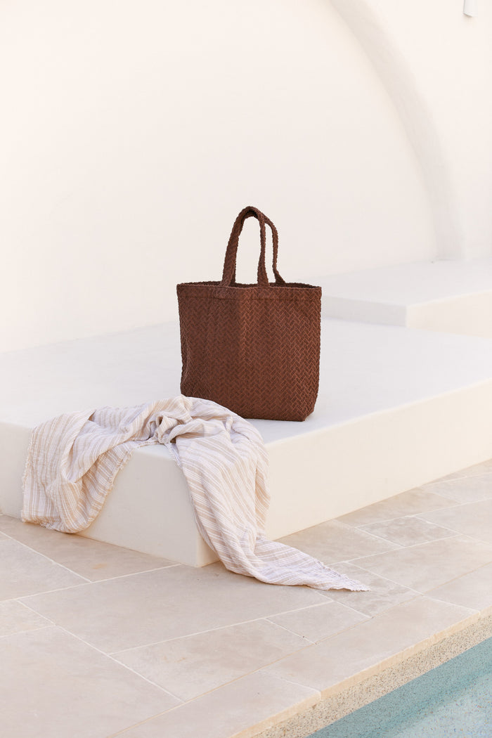 TERRY TOWELLING TOTE - COCOA
