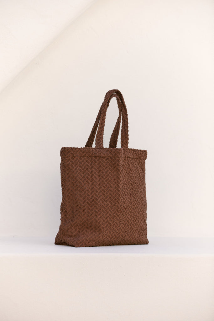 TERRY TOWELLING TOTE - COCOA
